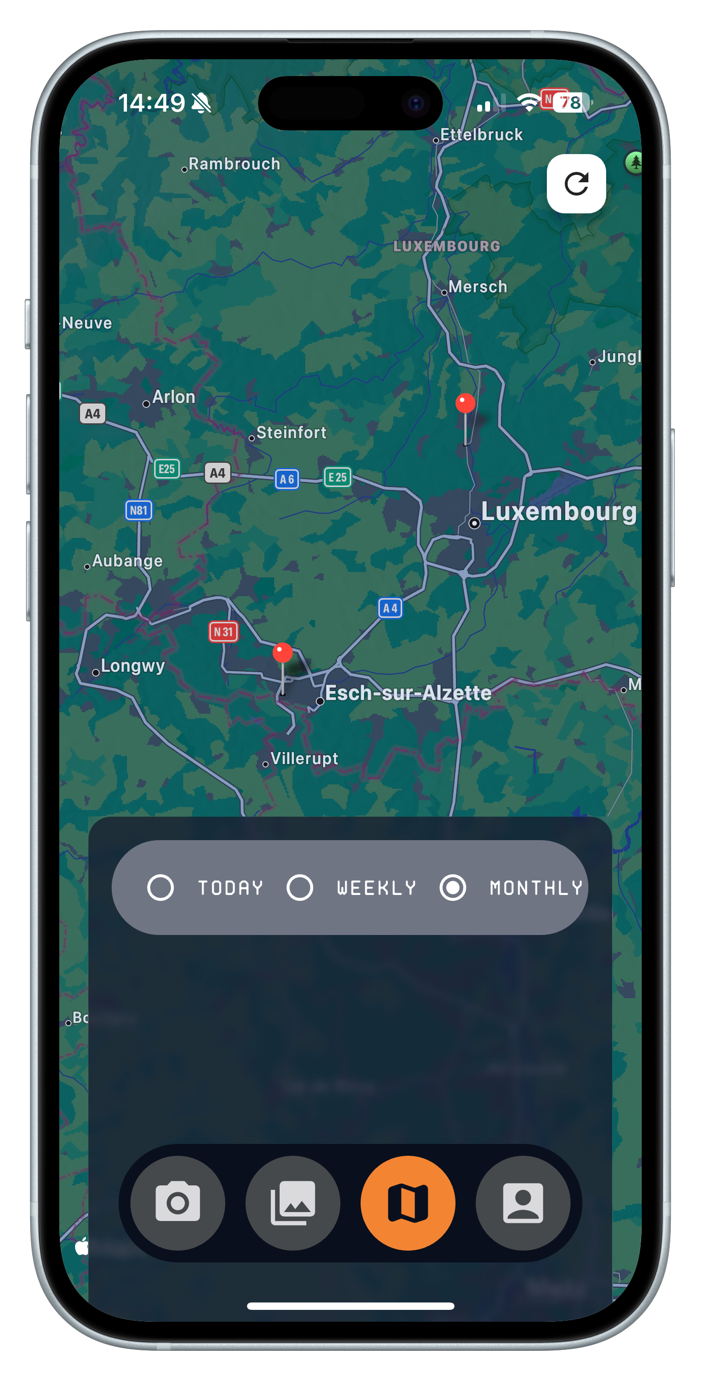 Map-based litter tracking interface